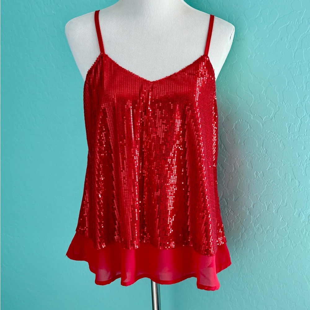 Red Sequin Camisole Top